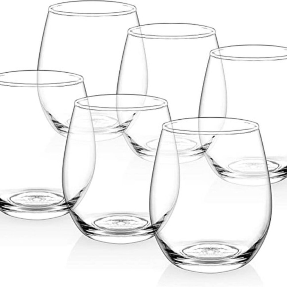 Stemless Wine Glasses | Set of 6 | 20 oz | NWOT | Crystal Clear | Modern